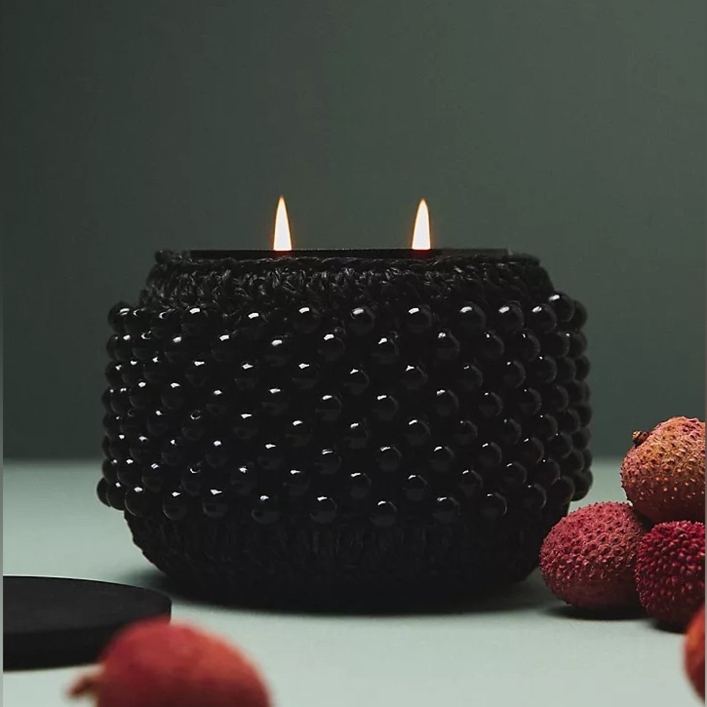 Anthropologie Beaded Gather Candle in Pink Lychee and Clementine NIP